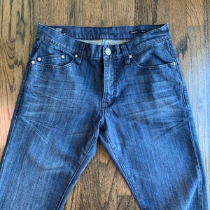 William Rast Men's Straight Leg Dark Wash Jeans Size 31 Whiskered Stretch Denim